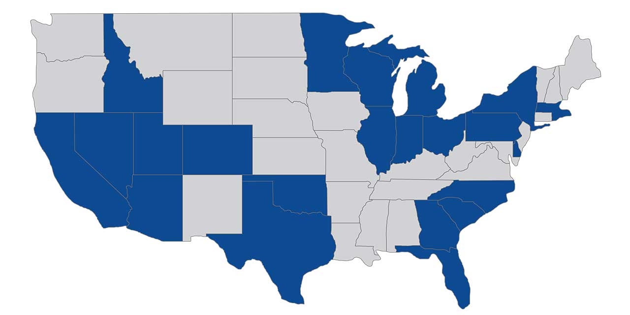 Map of the United States showing Charter School involvement by Silver Lake