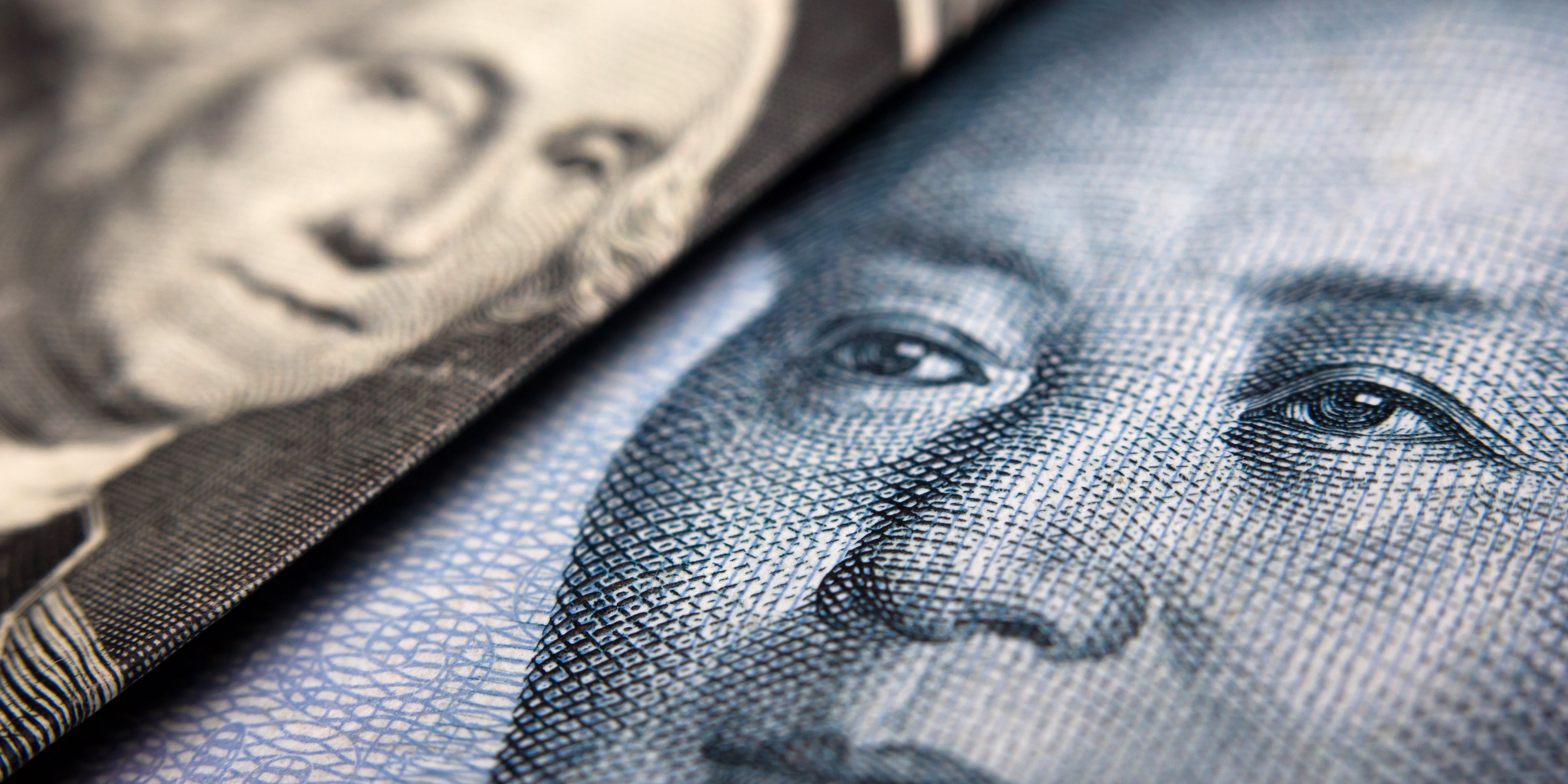 Close up images of currency